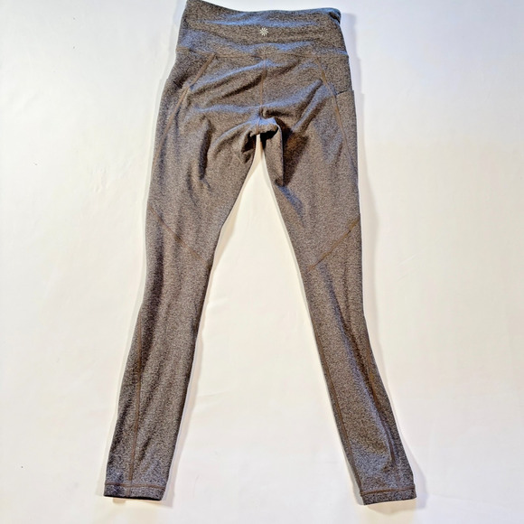 Athleta Mid Rise Leggings XS Heathered Taupe Pockets Full Length Yoga Workout - Picture 2 of 9